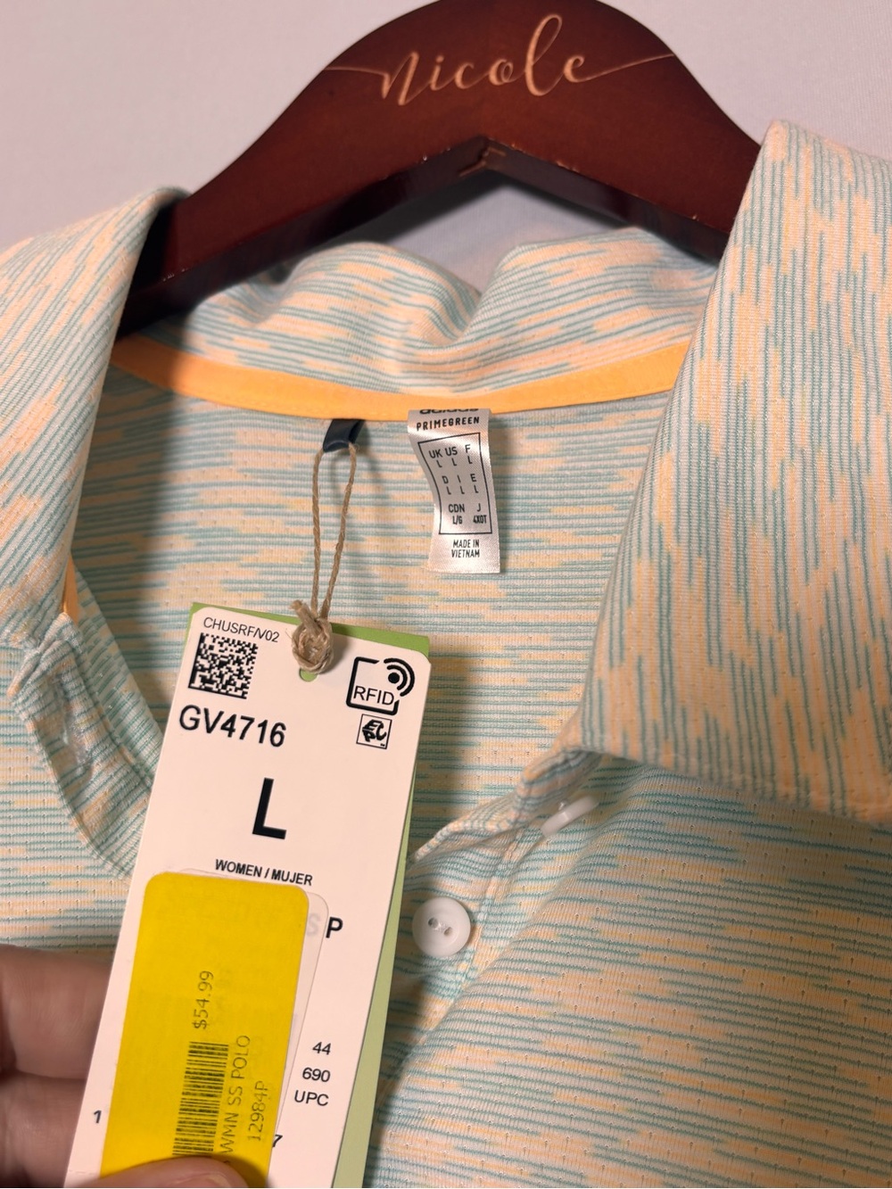 NWT adidas Women’s Mint and Cream Heather Polo Golf Shirt Vented Sz Large - Picture 3 of 6